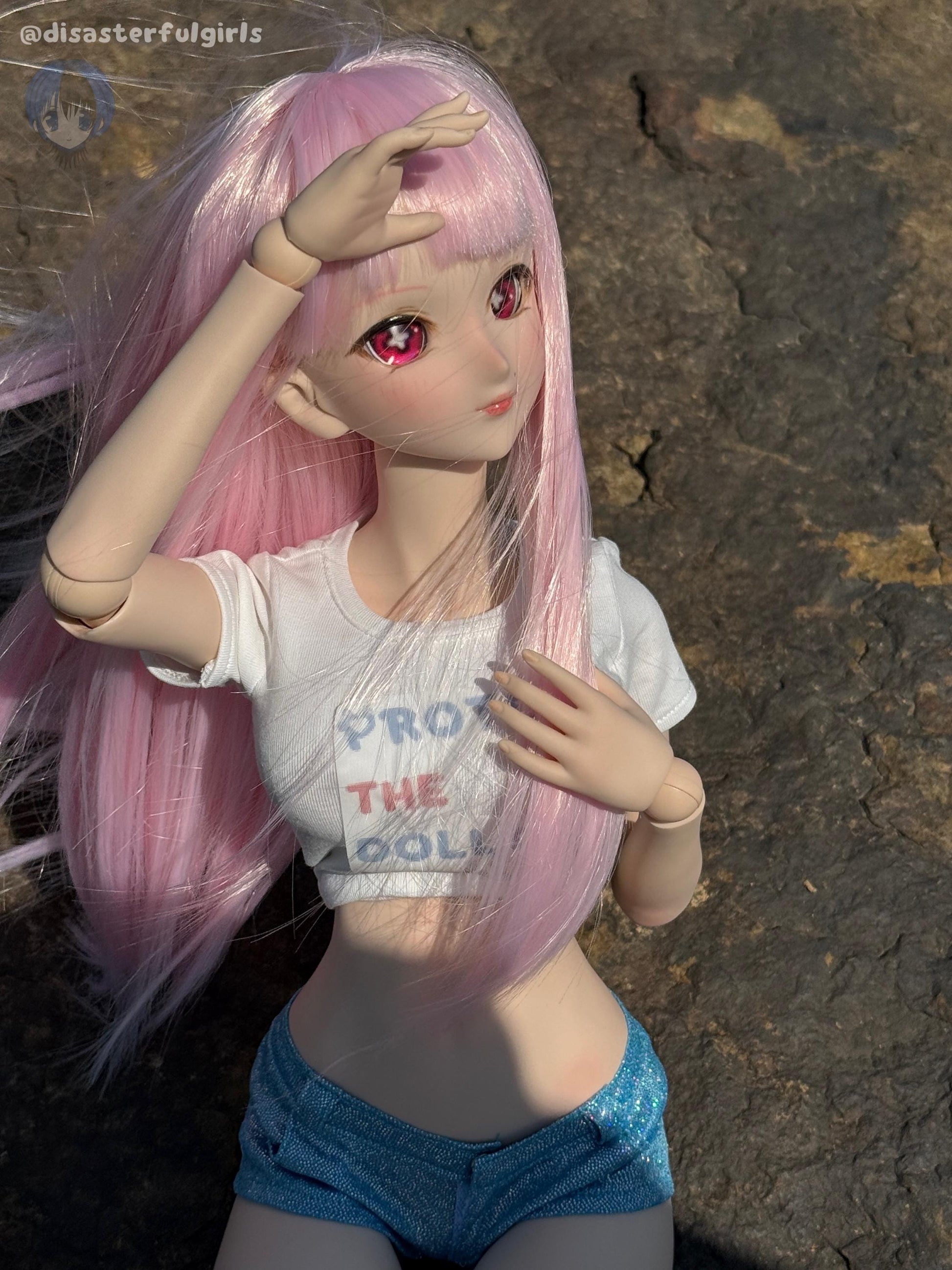 OOAK Dollfie Dream DDH-07 Flesh Head 1/3 MJD (Pink eyes)
