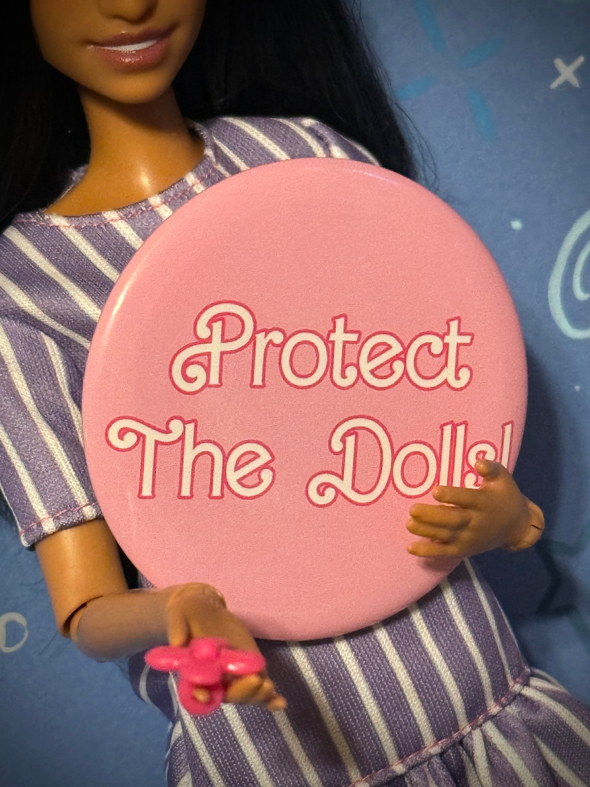 Protect The Dolls Trans 58mm Round Button Pin