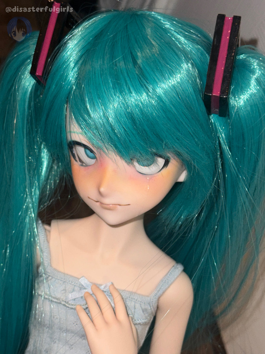 1/3 scale Hatsune Miku Hair Clips & Headset for Dollfie Dream, Smart Doll, BJD, etc.