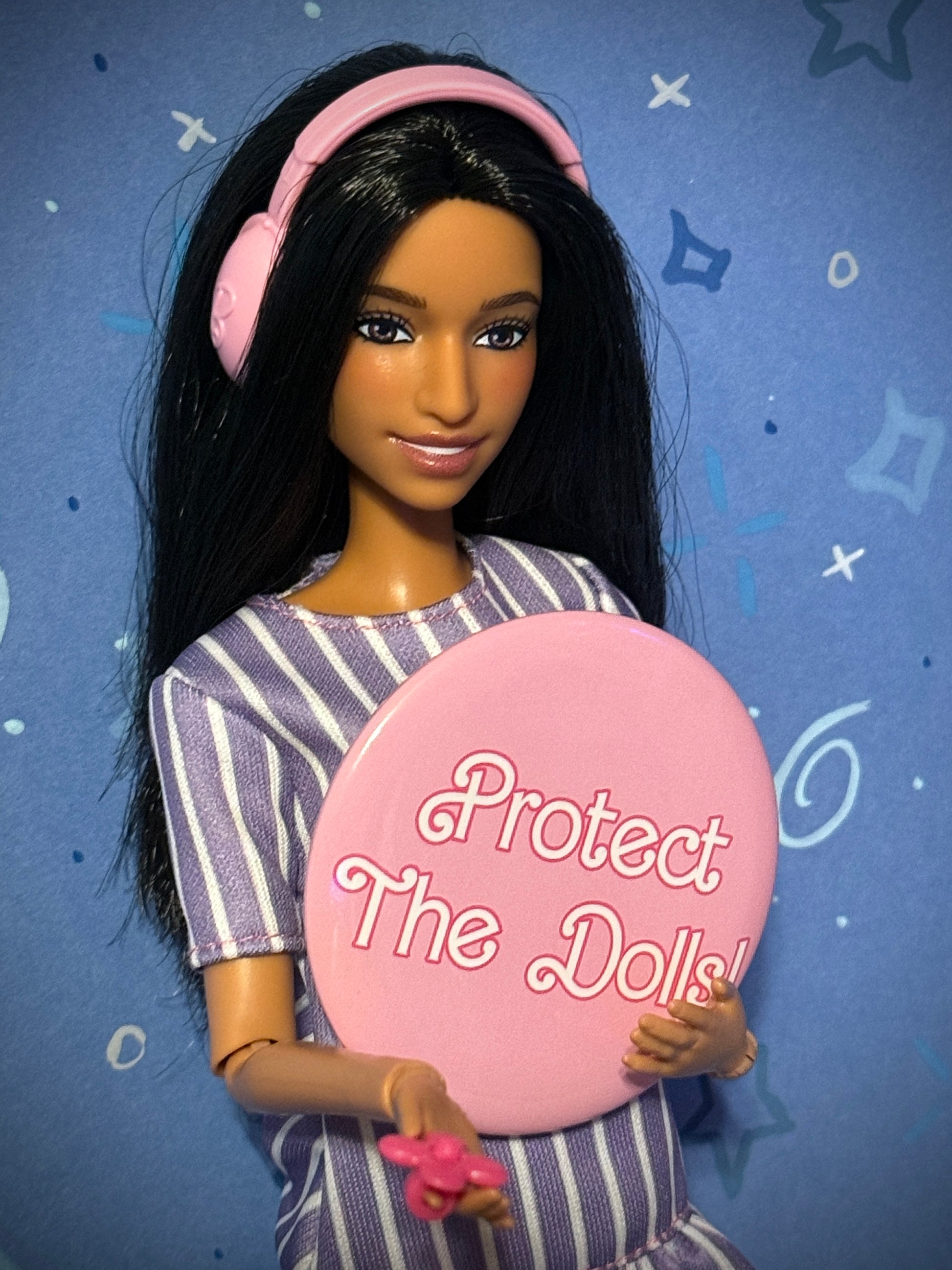 Protect The Dolls Trans 58mm Round Button Pin