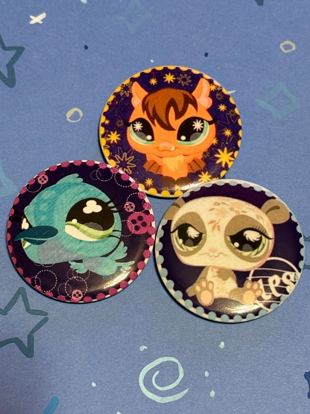 Littlest Pet Shop Mail Sticker Inspired 44mm Button Pins