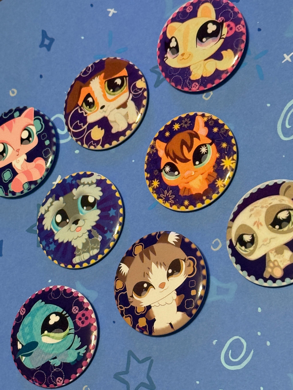 Littlest Pet Shop Mail Sticker Inspired 44mm Button Pins