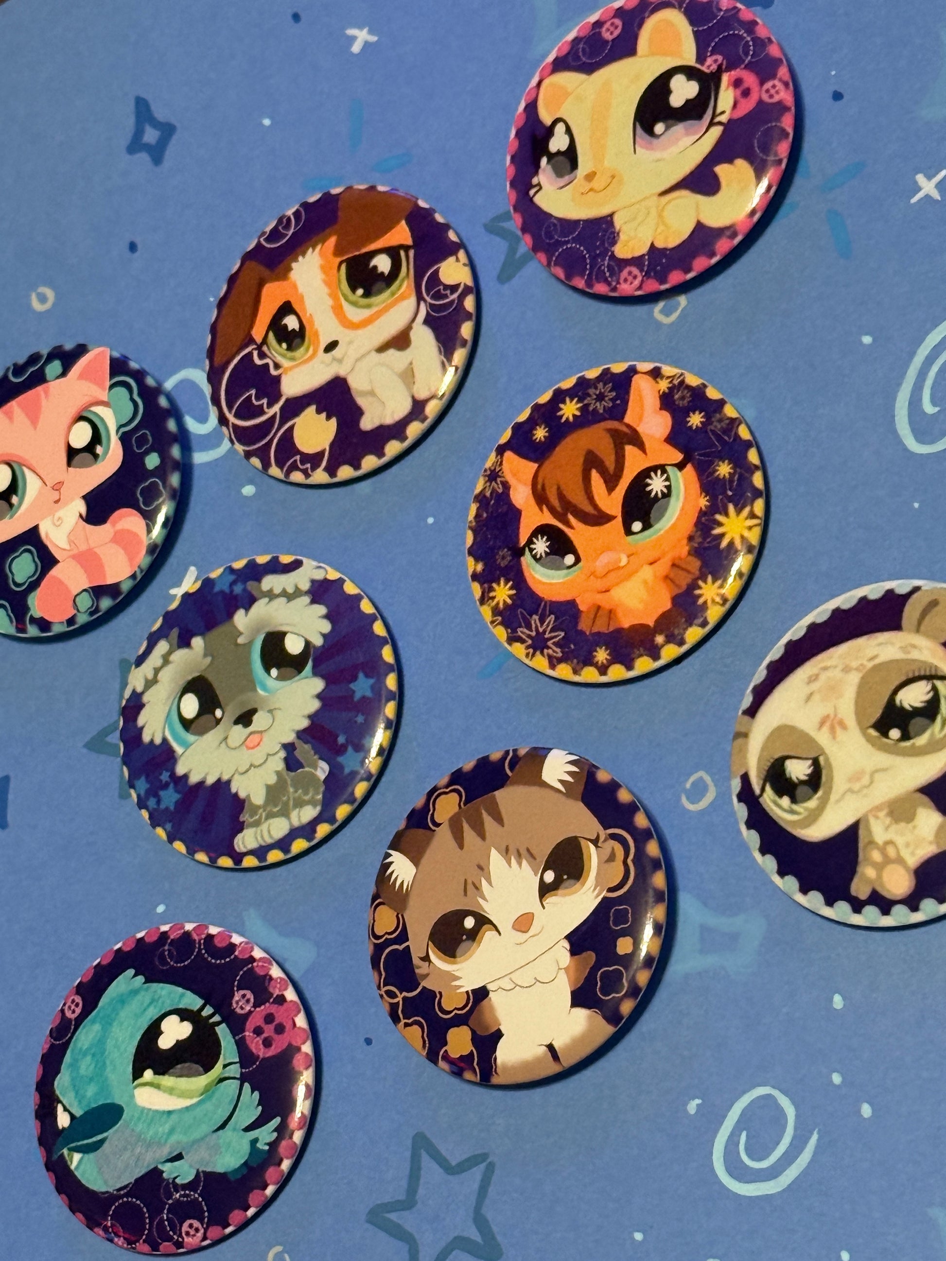 Littlest Pet Shop Mail Sticker Inspired 44mm Button Pins