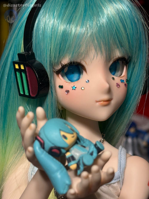 1/3 scale Hatsune Miku Hair Clips & Headset for Dollfie Dream, Smart Doll, BJD, etc.