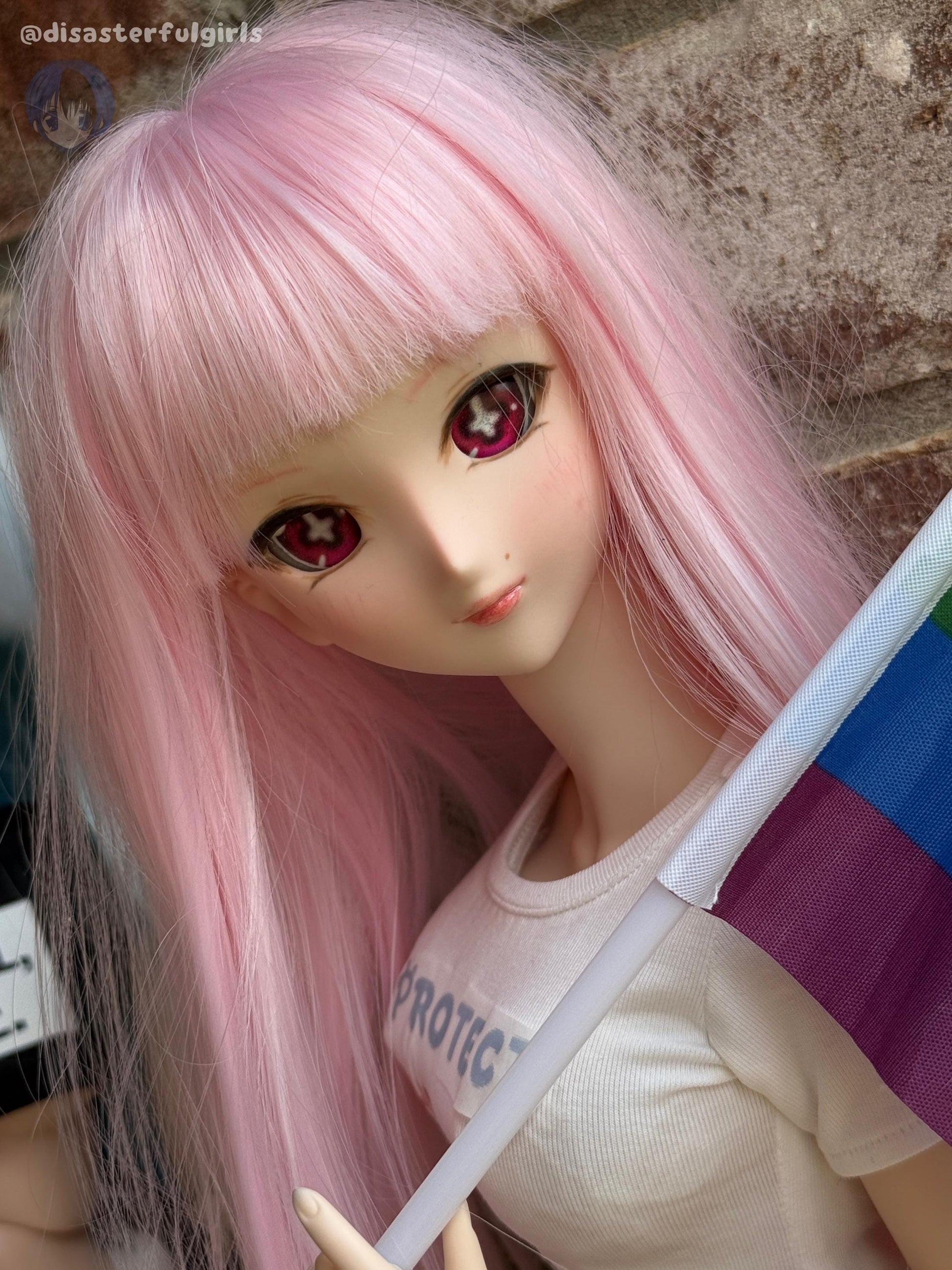 OOAK Dollfie Dream DDH-07 Flesh Head 1/3 MJD (Pink eyes)