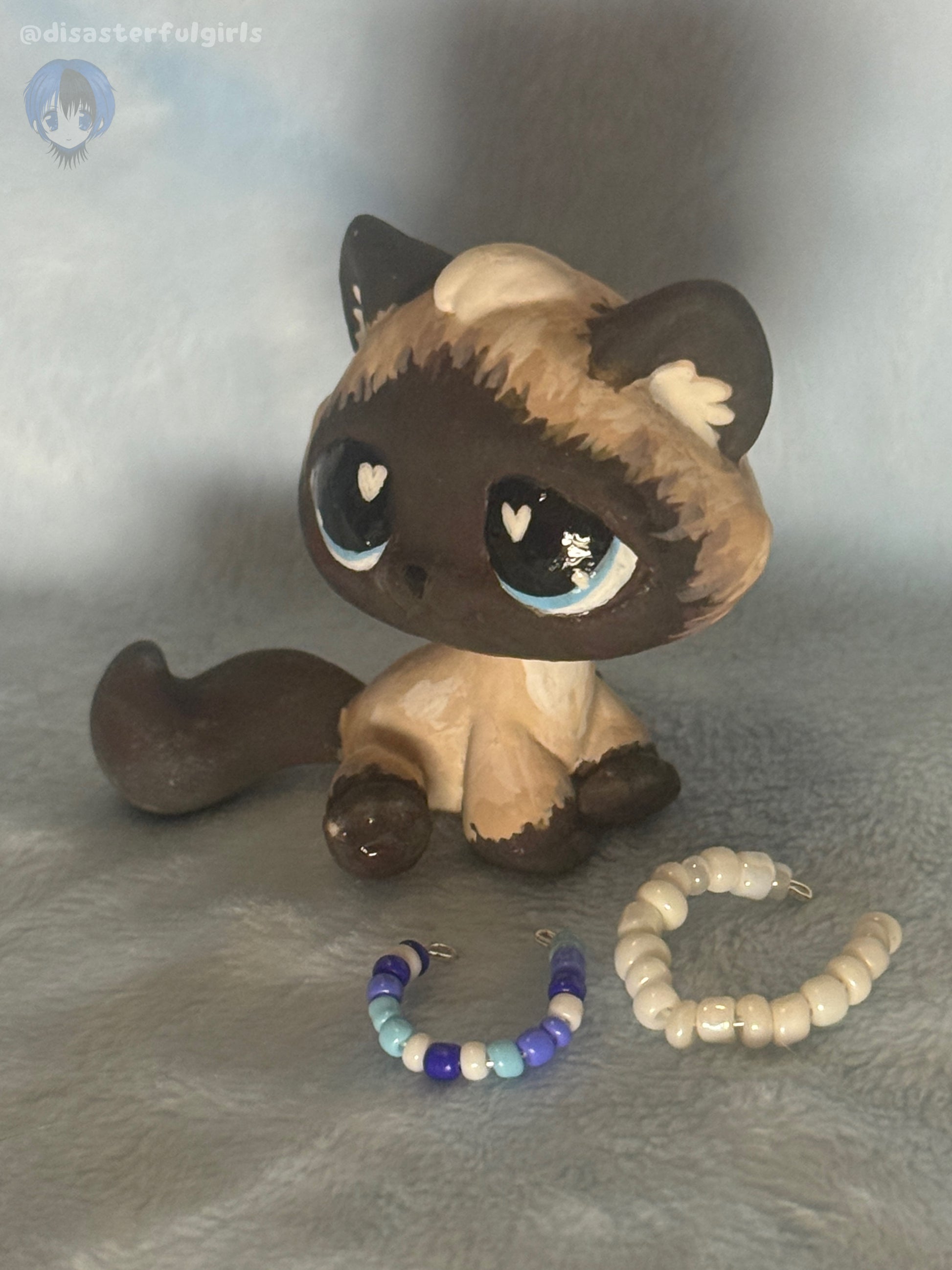 OOAK Littlest Pet Shop tan & brown Siamese Cat