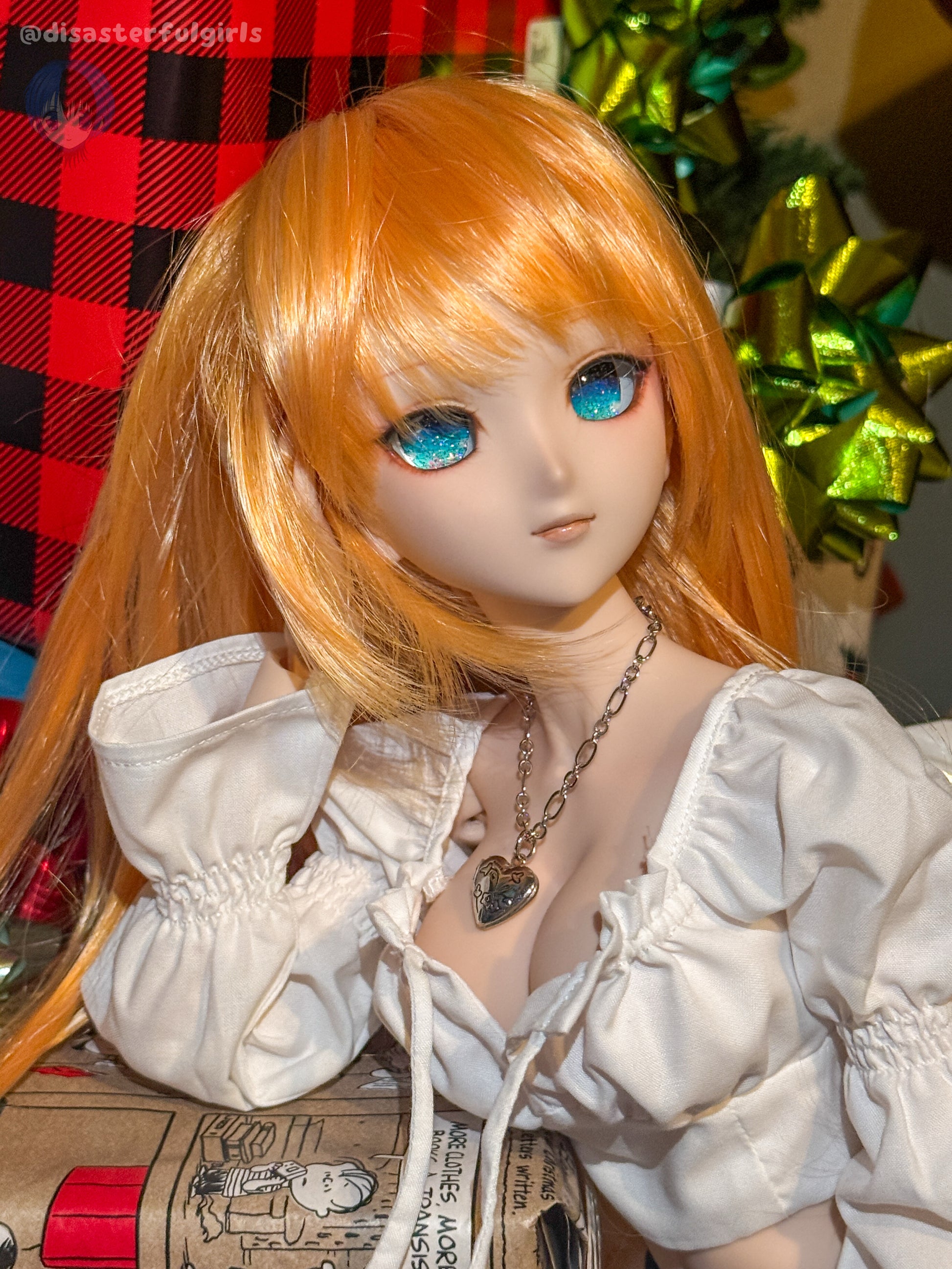 OOAK Dollfie Dream DDH-07 Flesh Head 1/3 MJD (Teal glitter eyes)