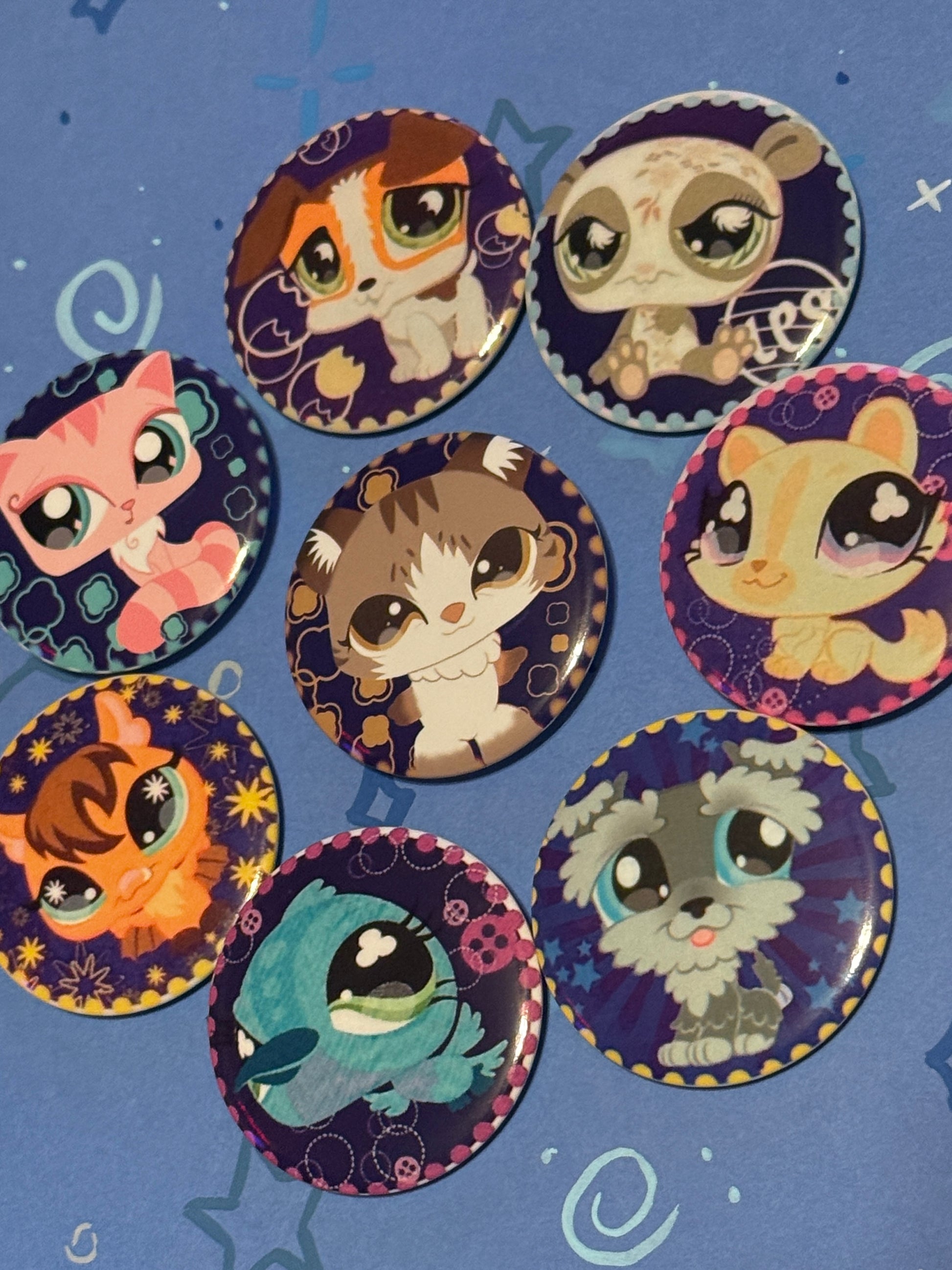 Littlest Pet Shop Mail Sticker Inspired 44mm Button Pins