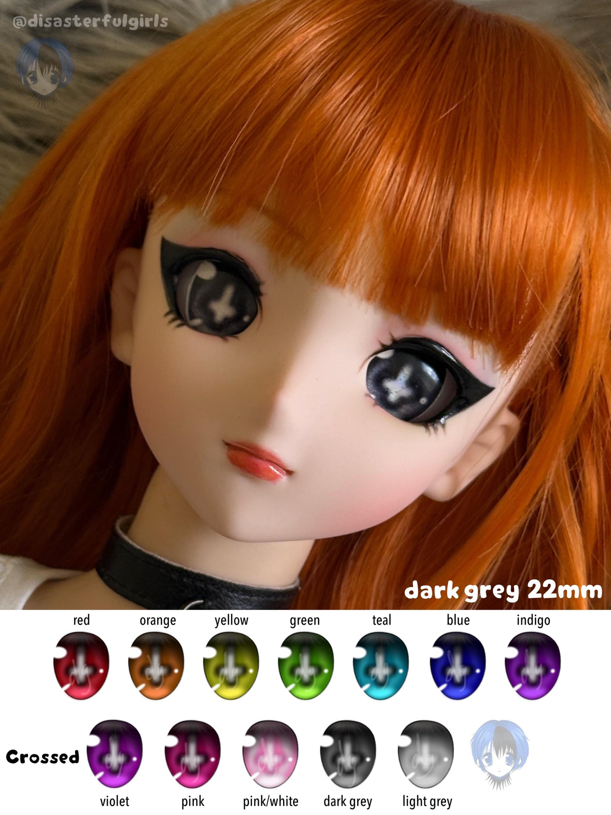 22mm “Crossed” Anime BJD Doll Eyes