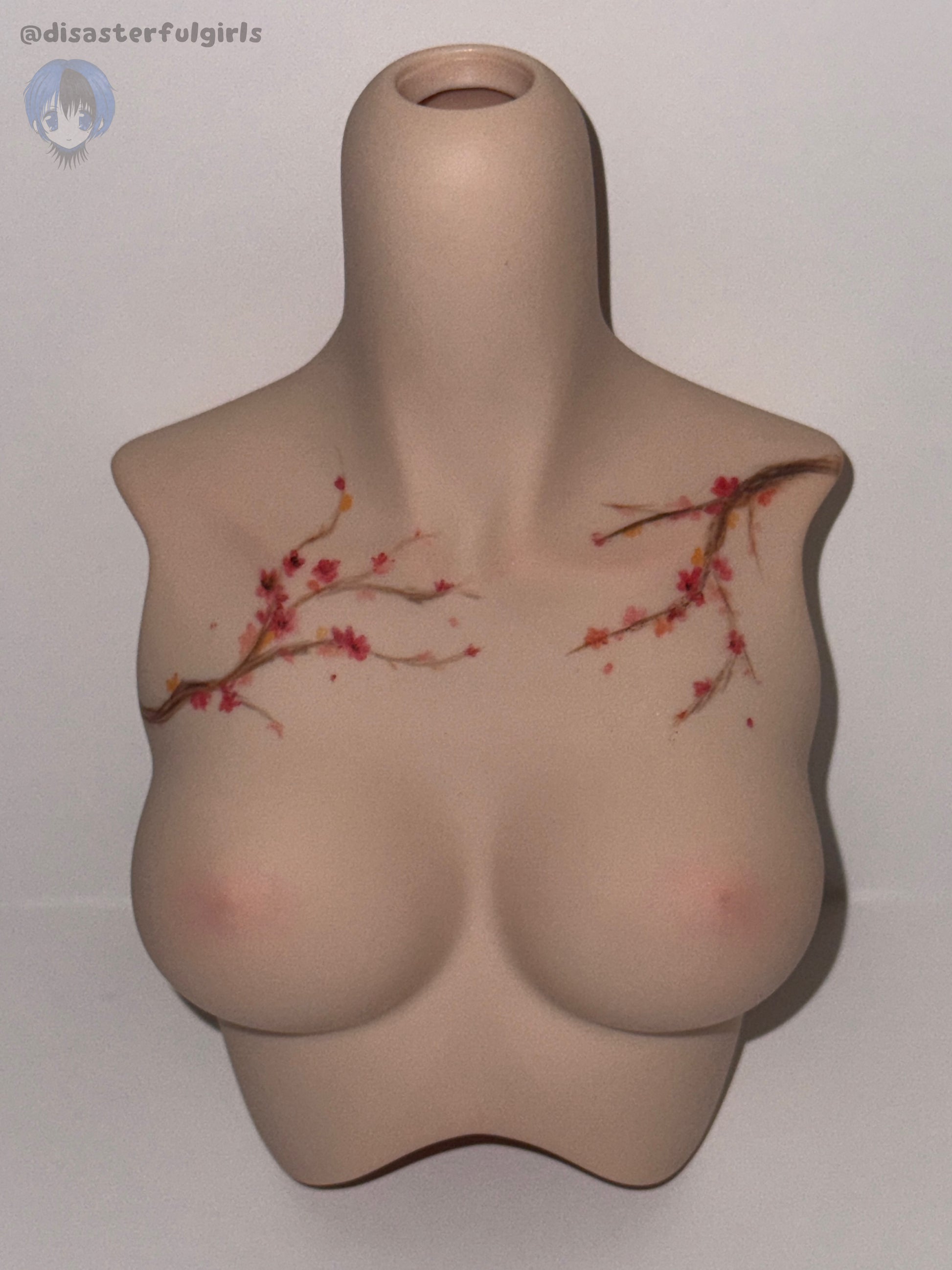 Cherry Blossom Watercolor Style Tattoo Dollfie Dream M Bust in Flesh