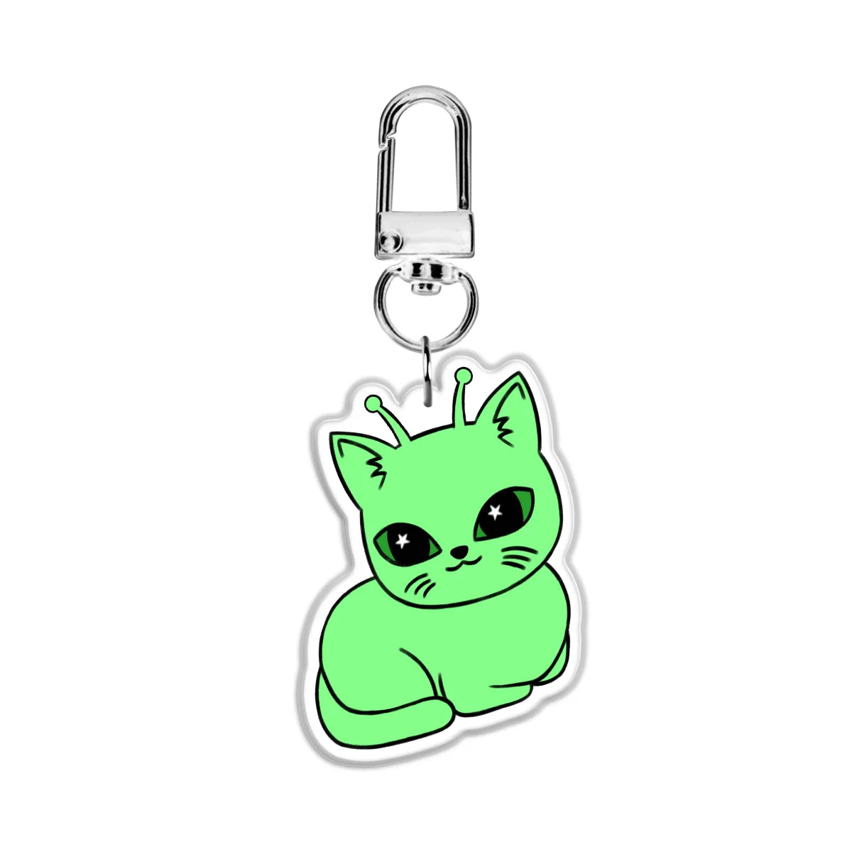 Green glorpi alien cat Cat 2” Double Sided (Same Design) Epoxy Keychain