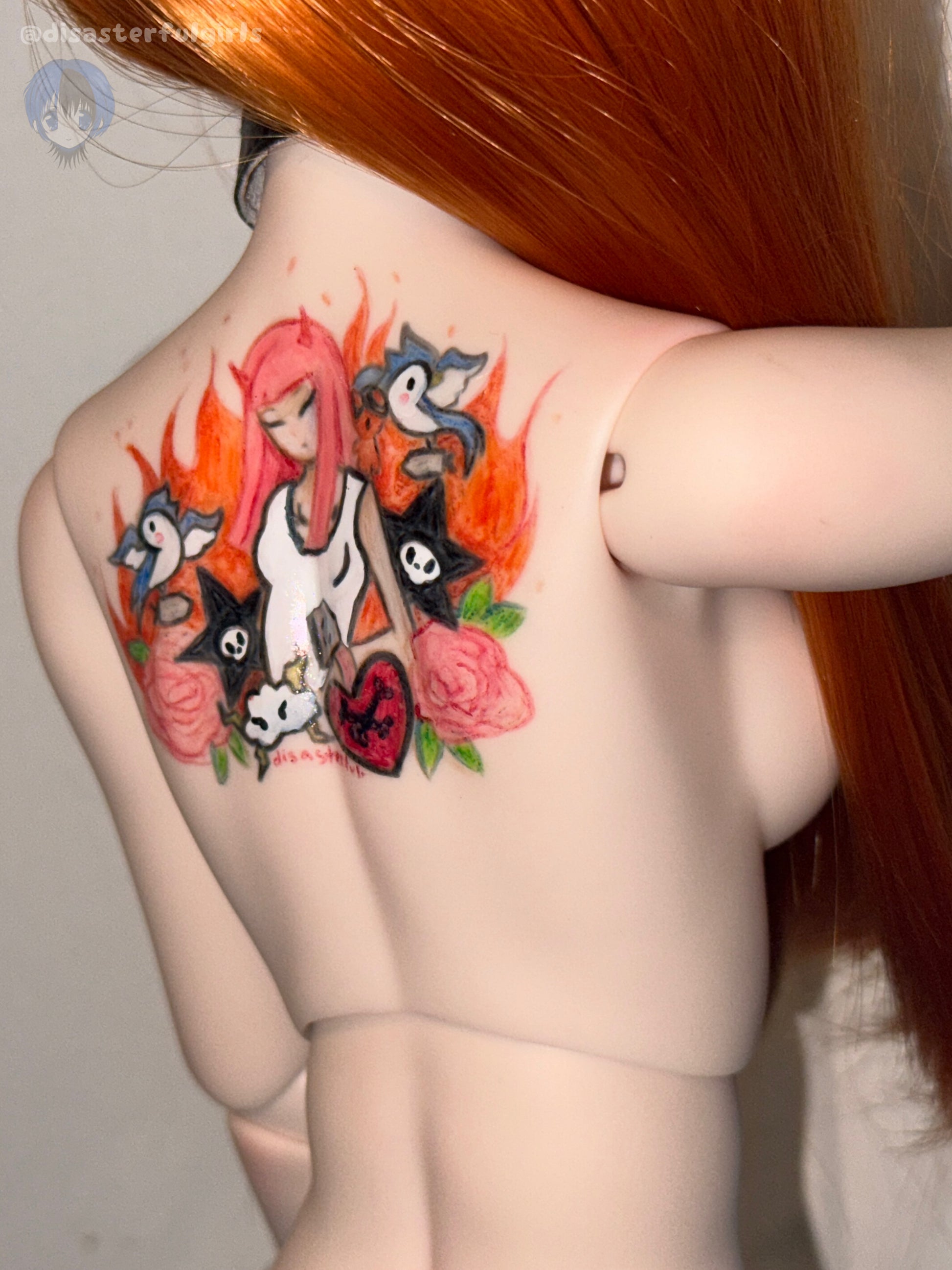 “Tokidoki” inspired back tattoo - Dollfie Dream medium bust
