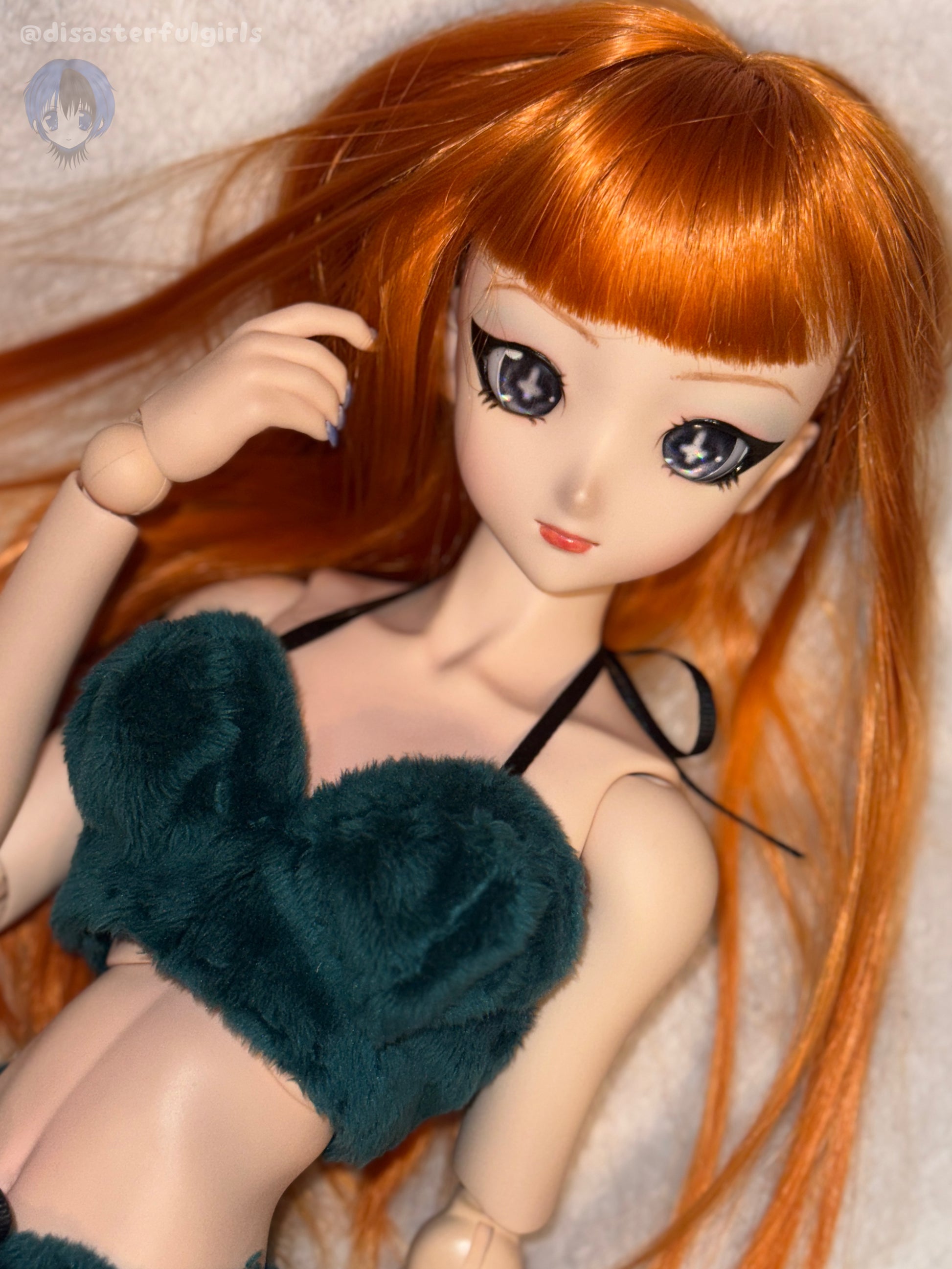 Emerald green lounge set for Dollfie Dream M bust