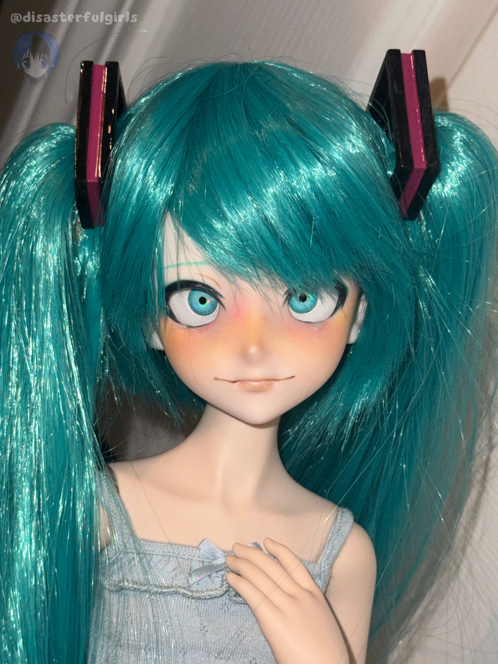 1/3 scale Hatsune Miku Hair Clips & Headset for Dollfie Dream, Smart Doll, BJD, etc.