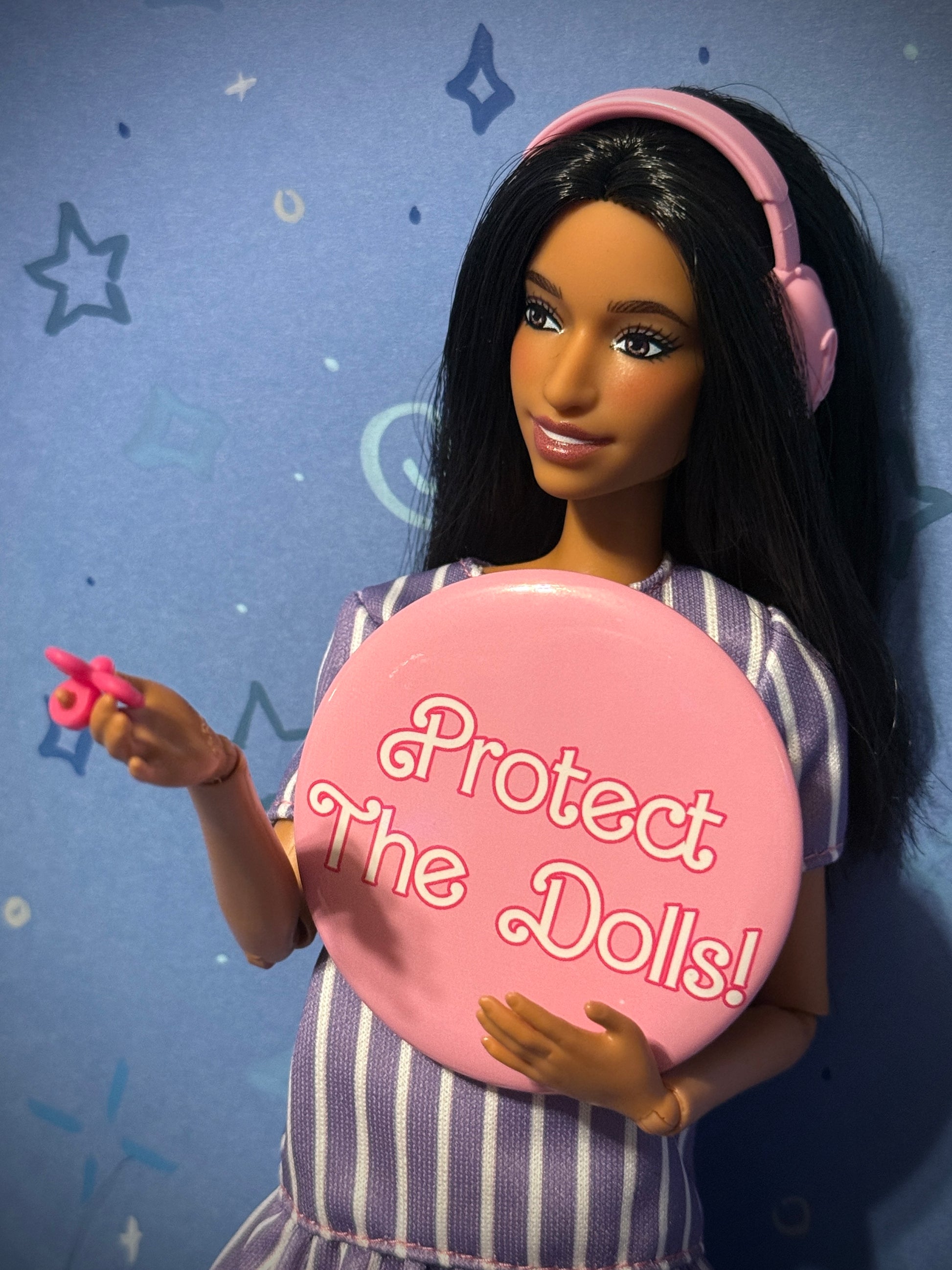 Protect The Dolls Trans 58mm Round Button Pin