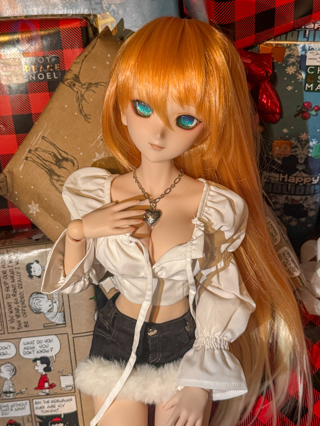 OOAK Dollfie Dream DDH-07 Flesh Head 1/3 MJD (Teal glitter eyes)