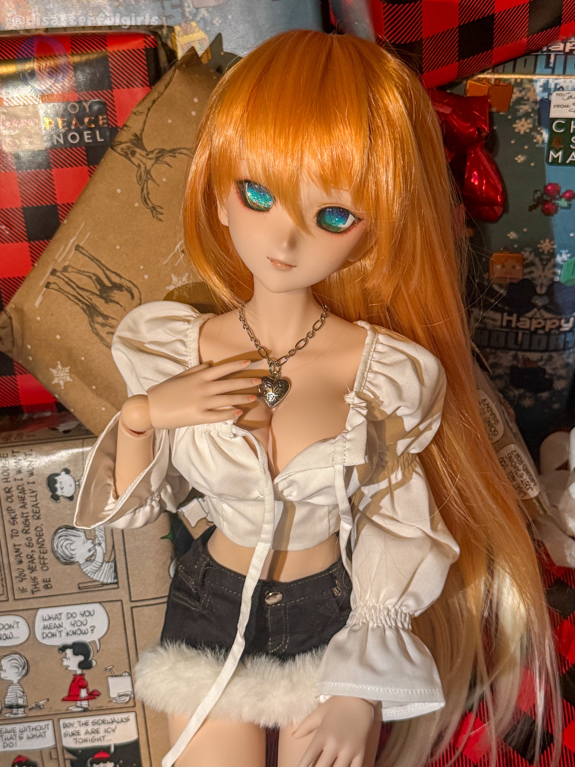 OOAK Dollfie Dream DDH-07 Flesh Head 1/3 MJD (Teal glitter eyes)