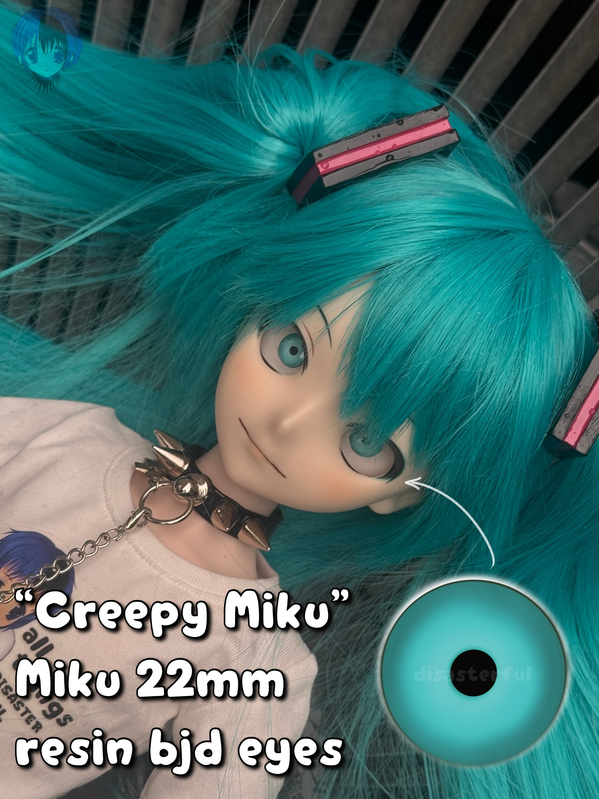 22mm “Creepy Miku” Anime BJD Doll Eyes for 1/3 BJD