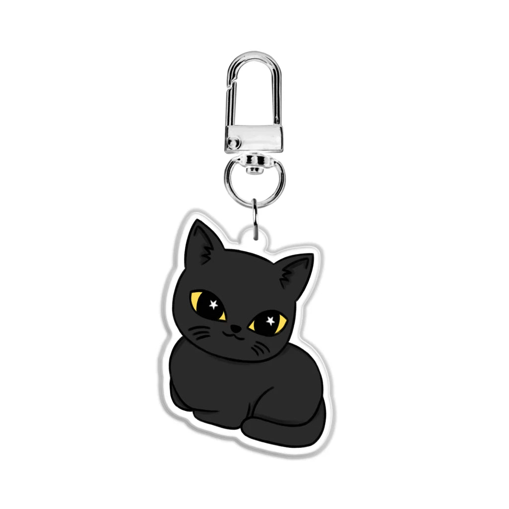 Black Cat 2” Double Sided (Same Design) Epoxy Keychain