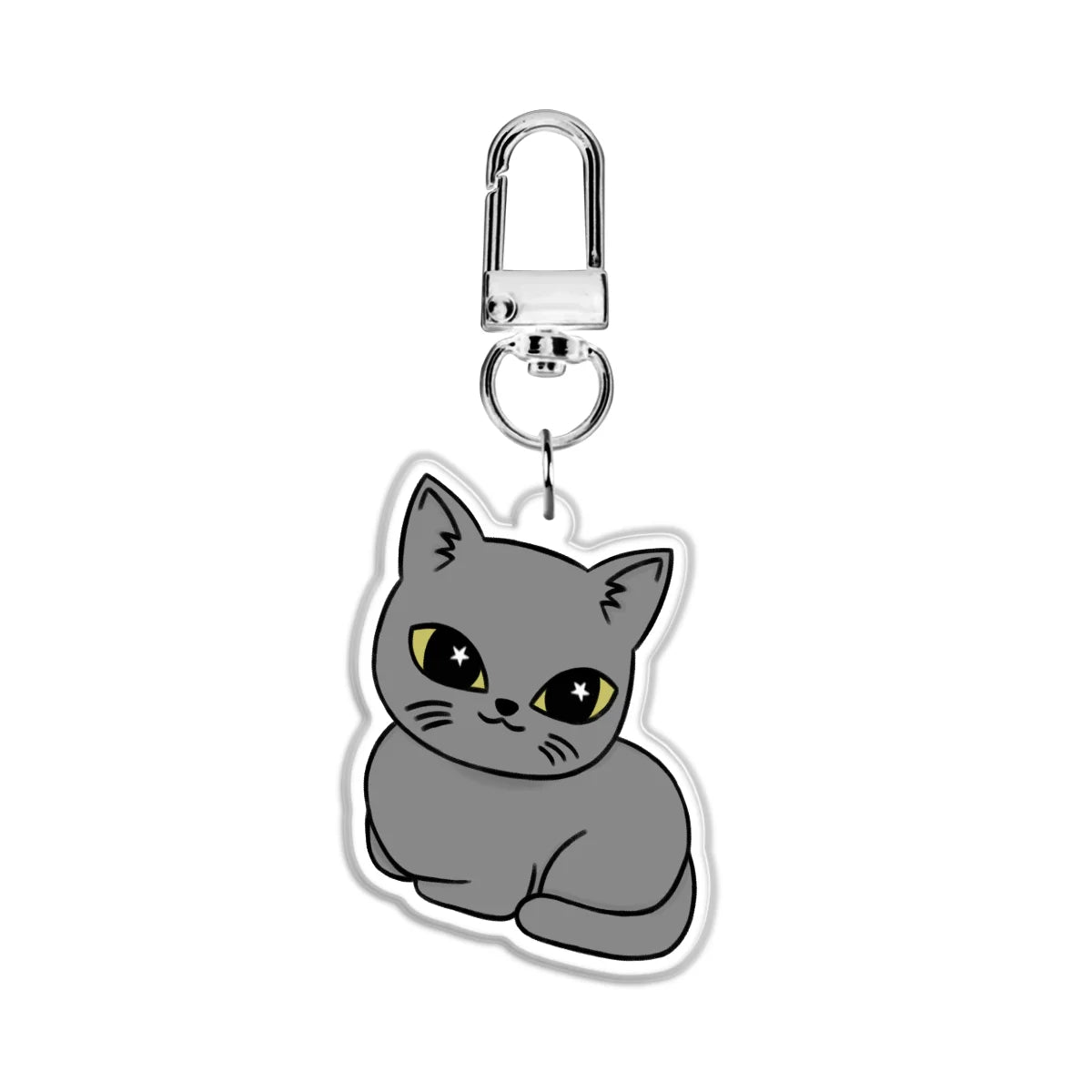 Grey Cat 2” Double Sided (Same Design) Epoxy Keychain