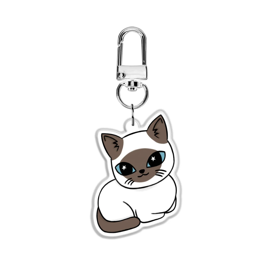 White and brown siamese  Cat 2” Double Sided (Same Design) Epoxy Keychain