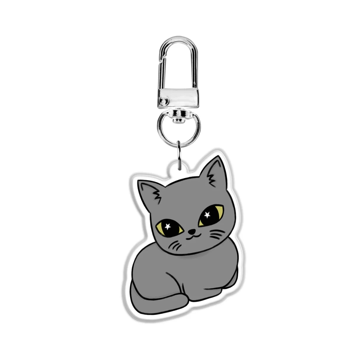 Grey Cat 2” Double Sided (Same Design) Epoxy Keychain