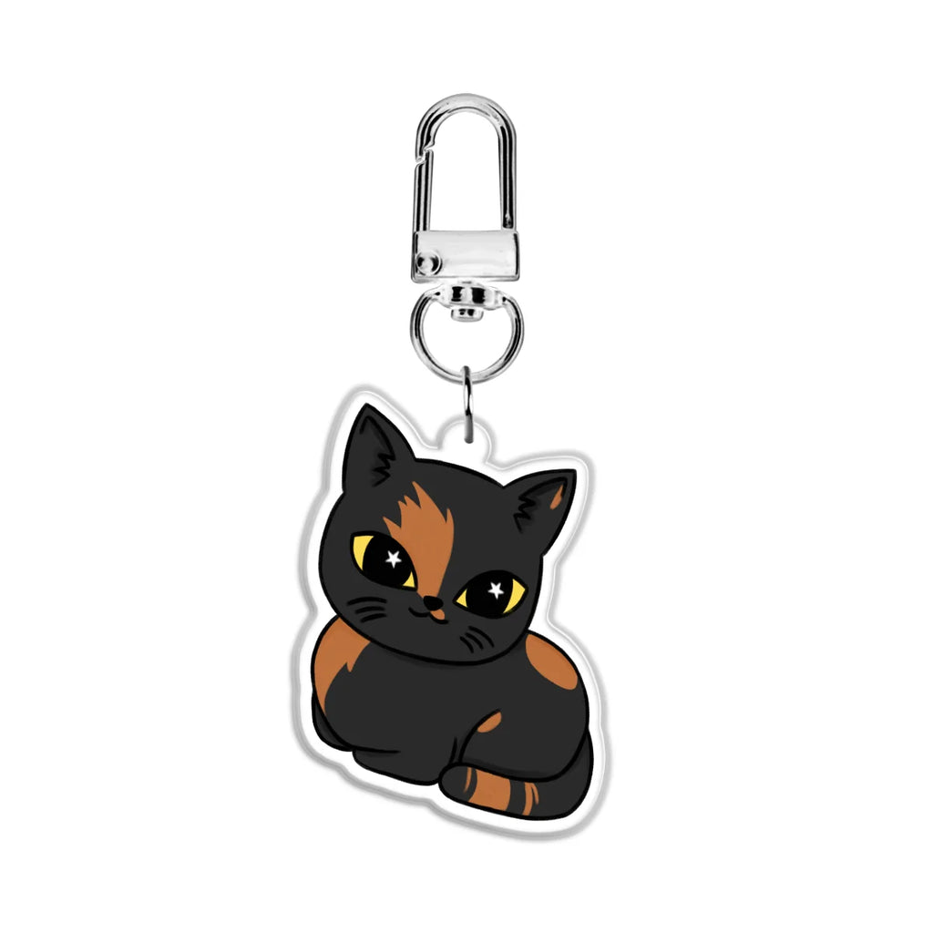Black and orange tortoiseshell Cat 2” Double Sided (Same Design) Epoxy Keychain