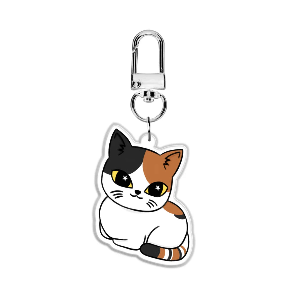 Black and orange Calico Cat 2” Double Sided (Same Design) Epoxy Keychain
